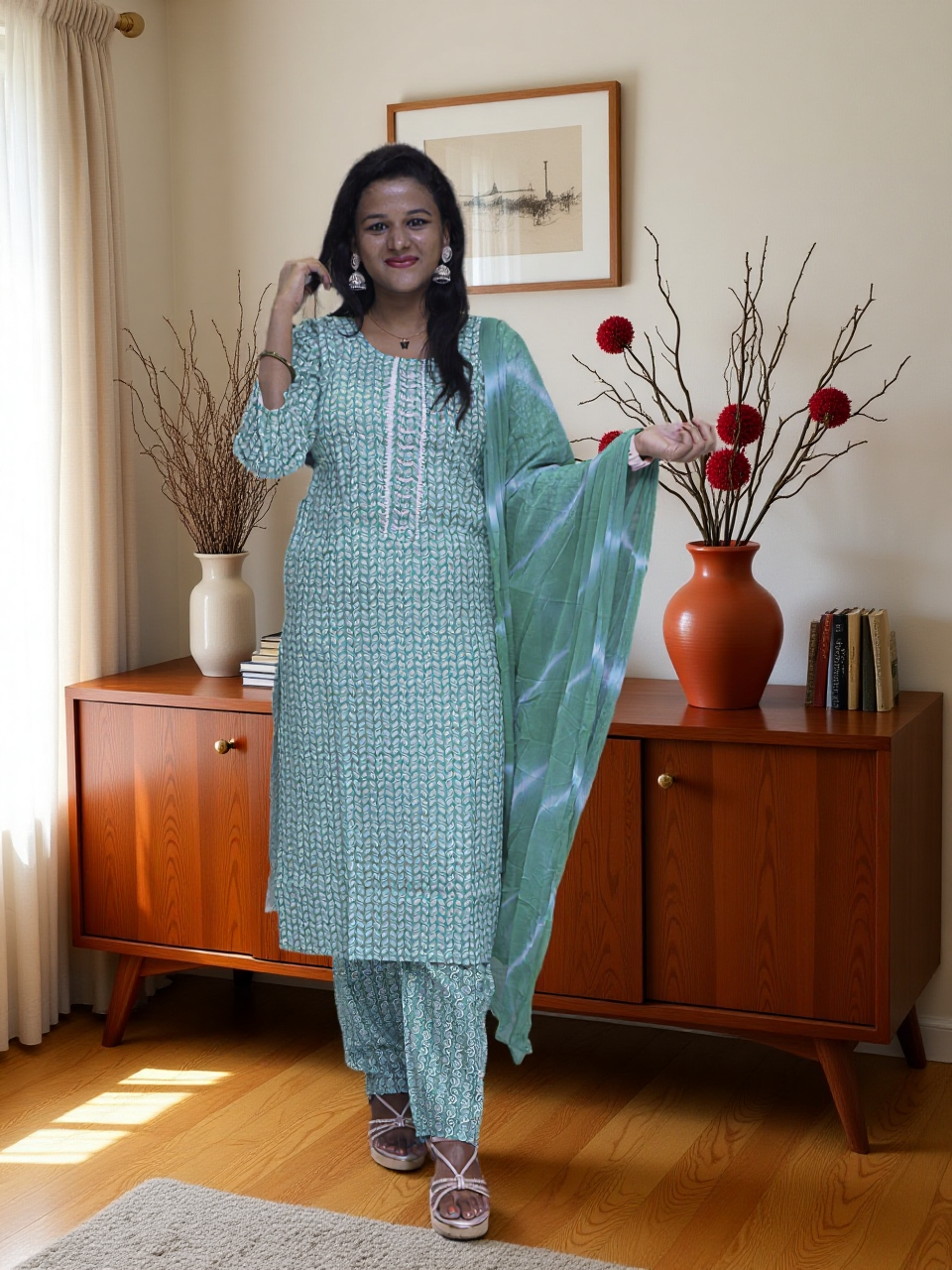 Cotton 3 Pcs Bottom Dupatta Set