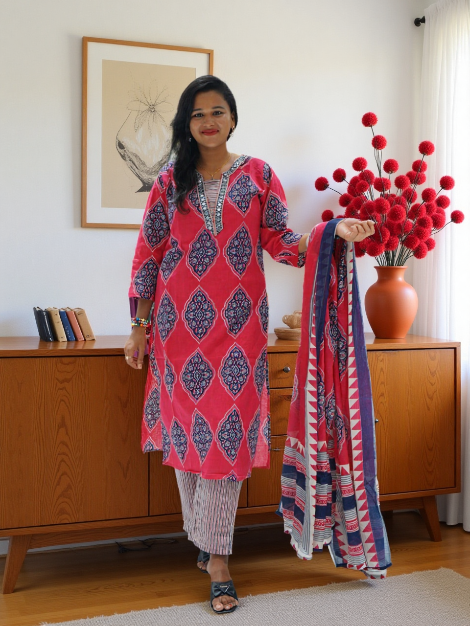 Cotton 3 Pcs Bottom Dupatta Set