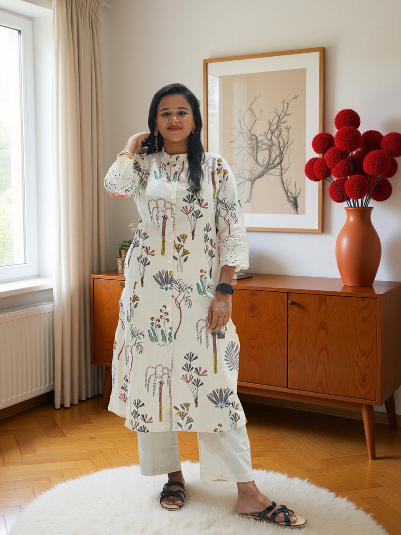 Khadi Cotton Top Bottom Set
