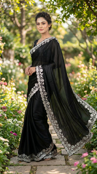 moss crepe saree