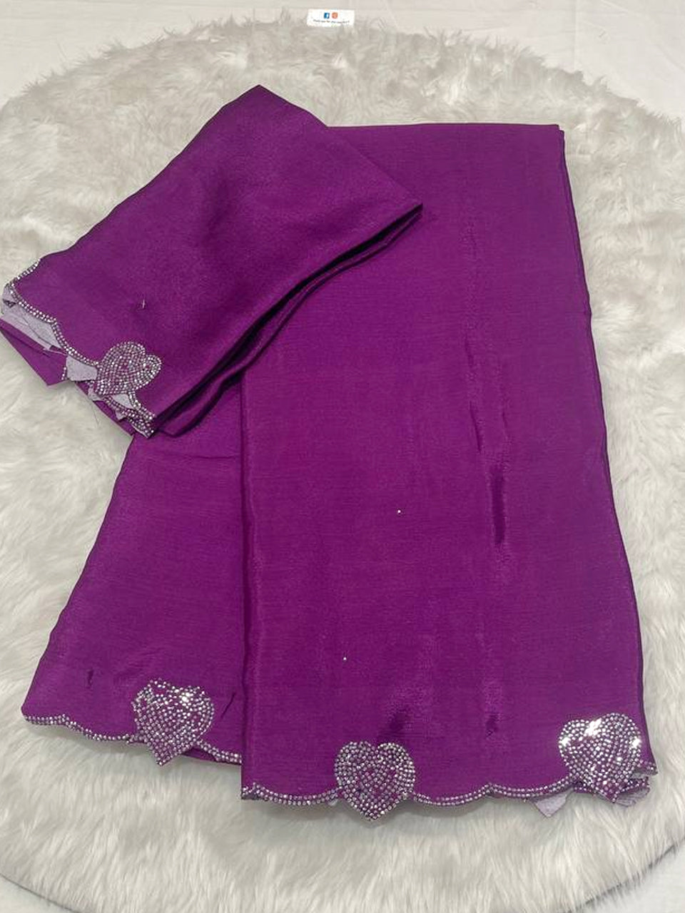 Chiffon Crape Heart Cut Work Saree