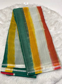 Multicolour Rainbow Stripe Chiffon Saree