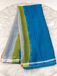 Multicolour Rainbow Stripe Chiffon Saree