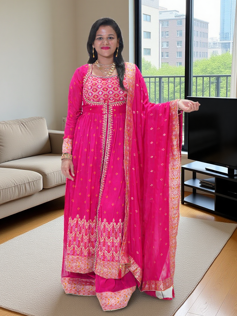 Banarasi georgette Partywear Plazo Set
