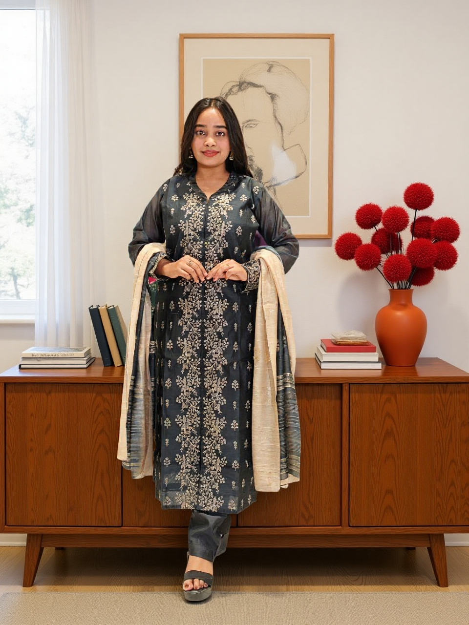 Chanderi Silk Salwar Straight Cut