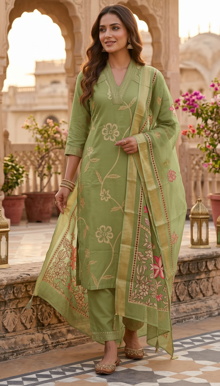 3 Pcs Bottom Dupatta Set
