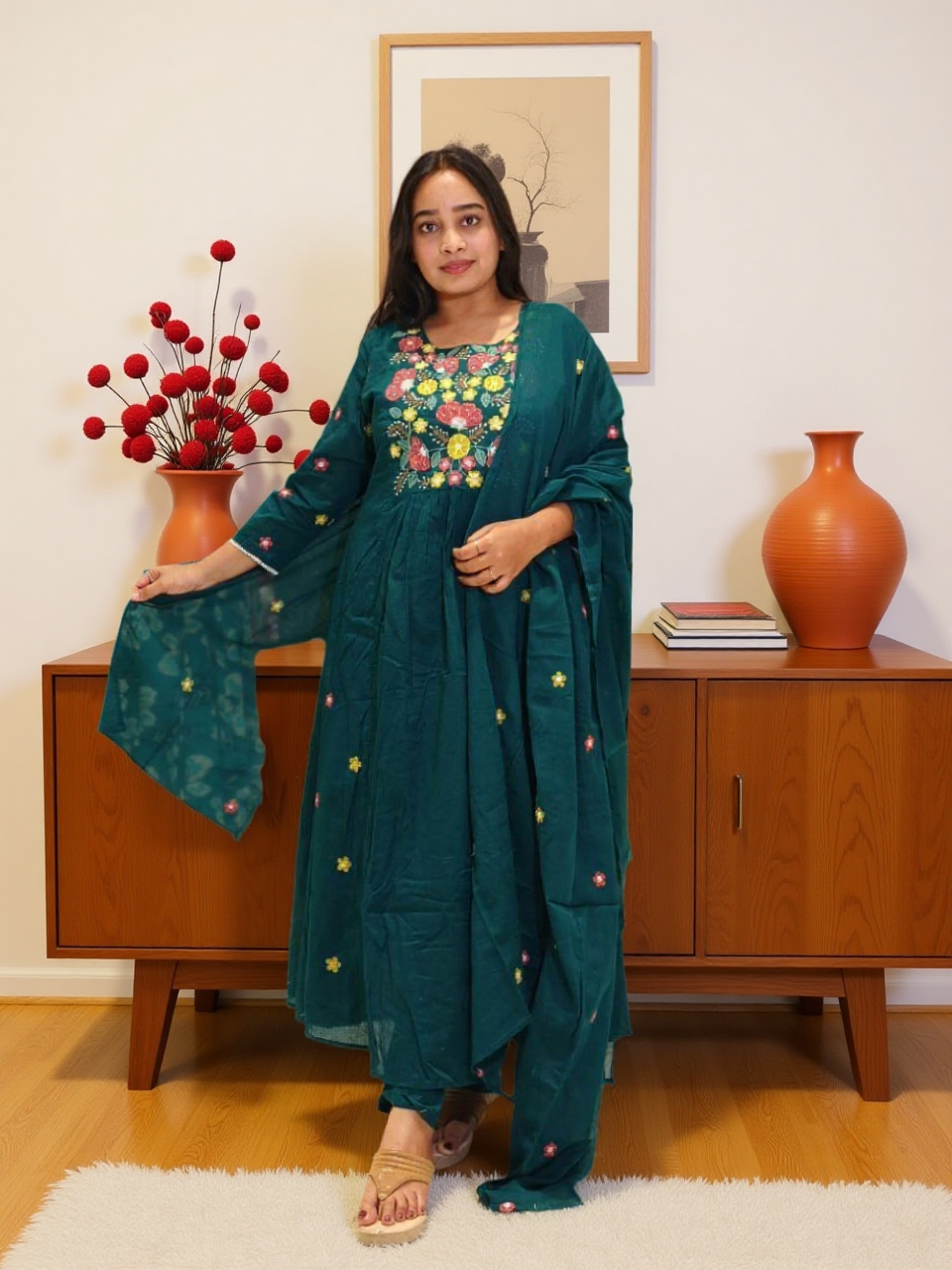 Cotton 3 Pcs Bottom Dupatta Set