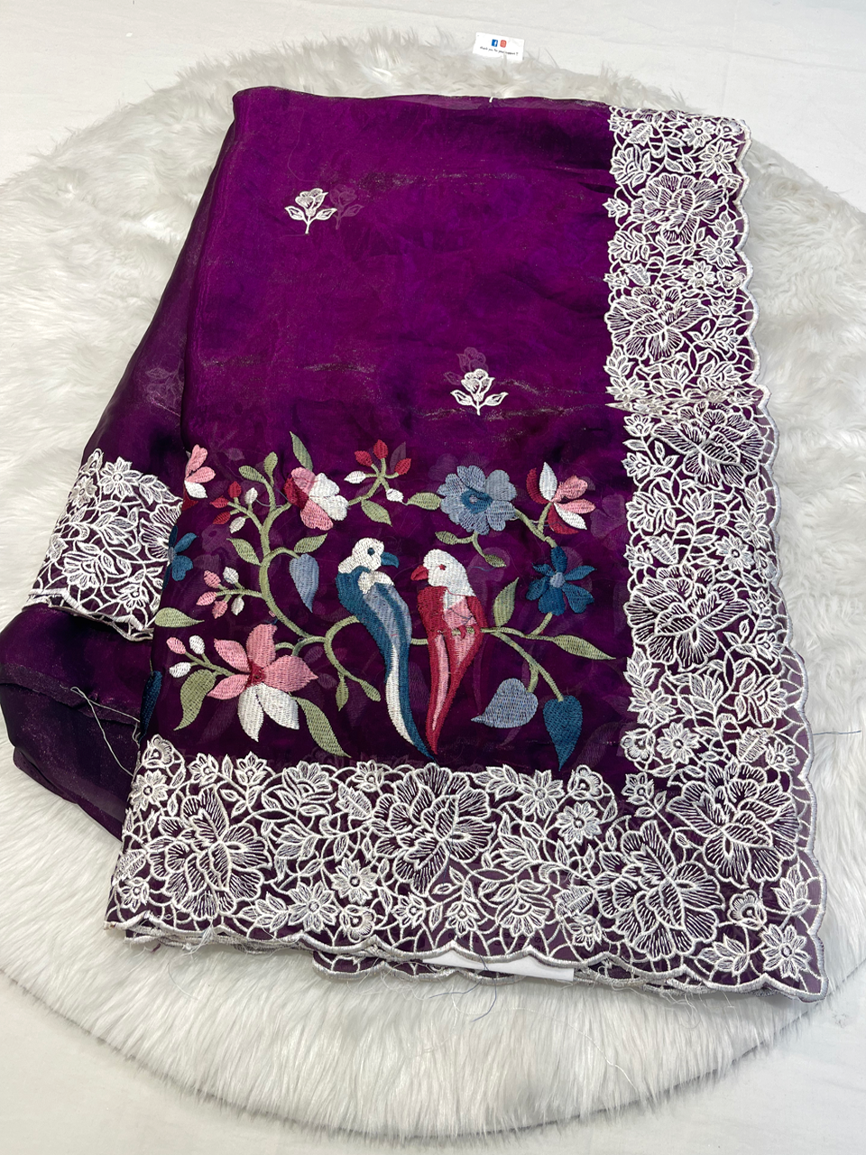 Face Silk Bird Threadwork Saree
