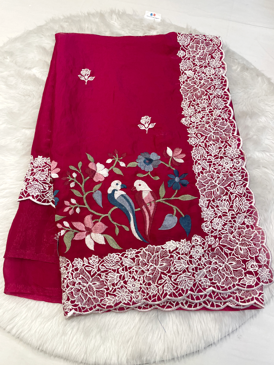 Face Silk Bird Threadwork Saree