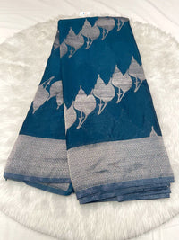 Silver Leaf Georgette Saree