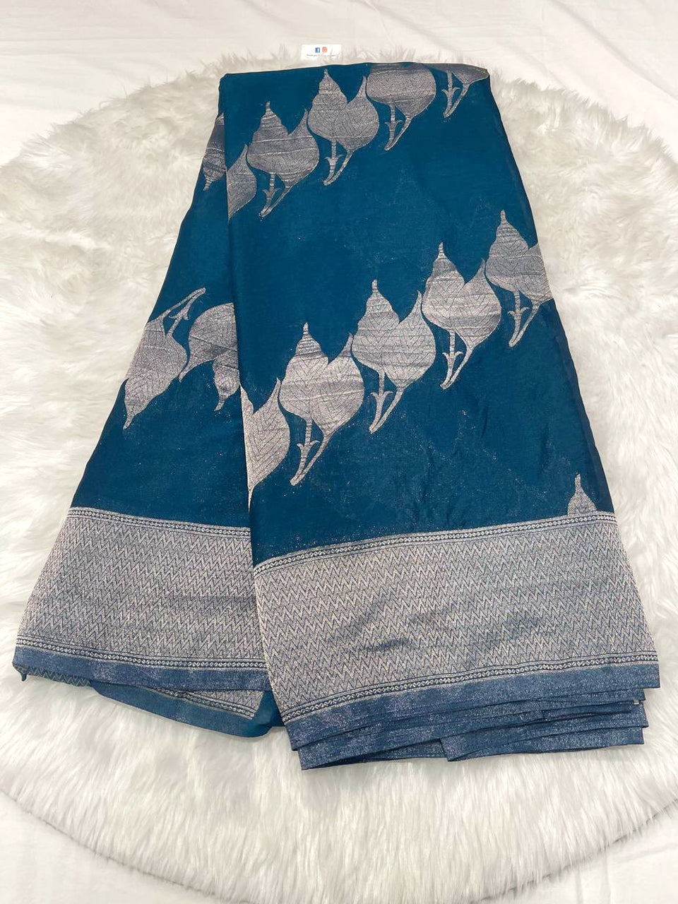 Silver Leaf Georgette Saree
