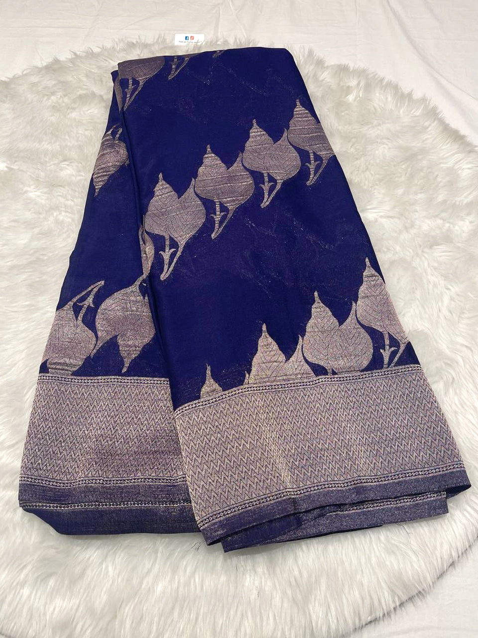 Silver Leaf Georgette Saree