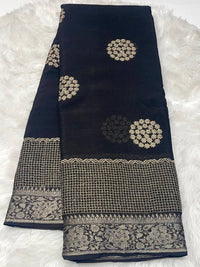 Gold Zari Georgette Crape Saree