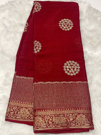 Gold Zari Georgette Crape Saree