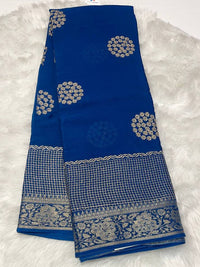 Gold Zari Georgette Crape Saree