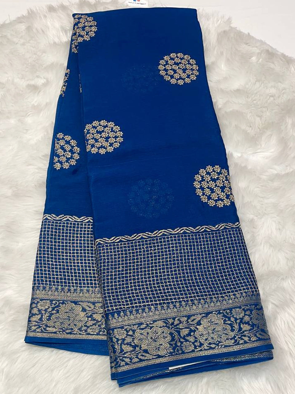 Gold Zari Georgette Crape Saree