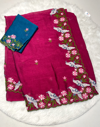 Crushing Georgette Silk Saree