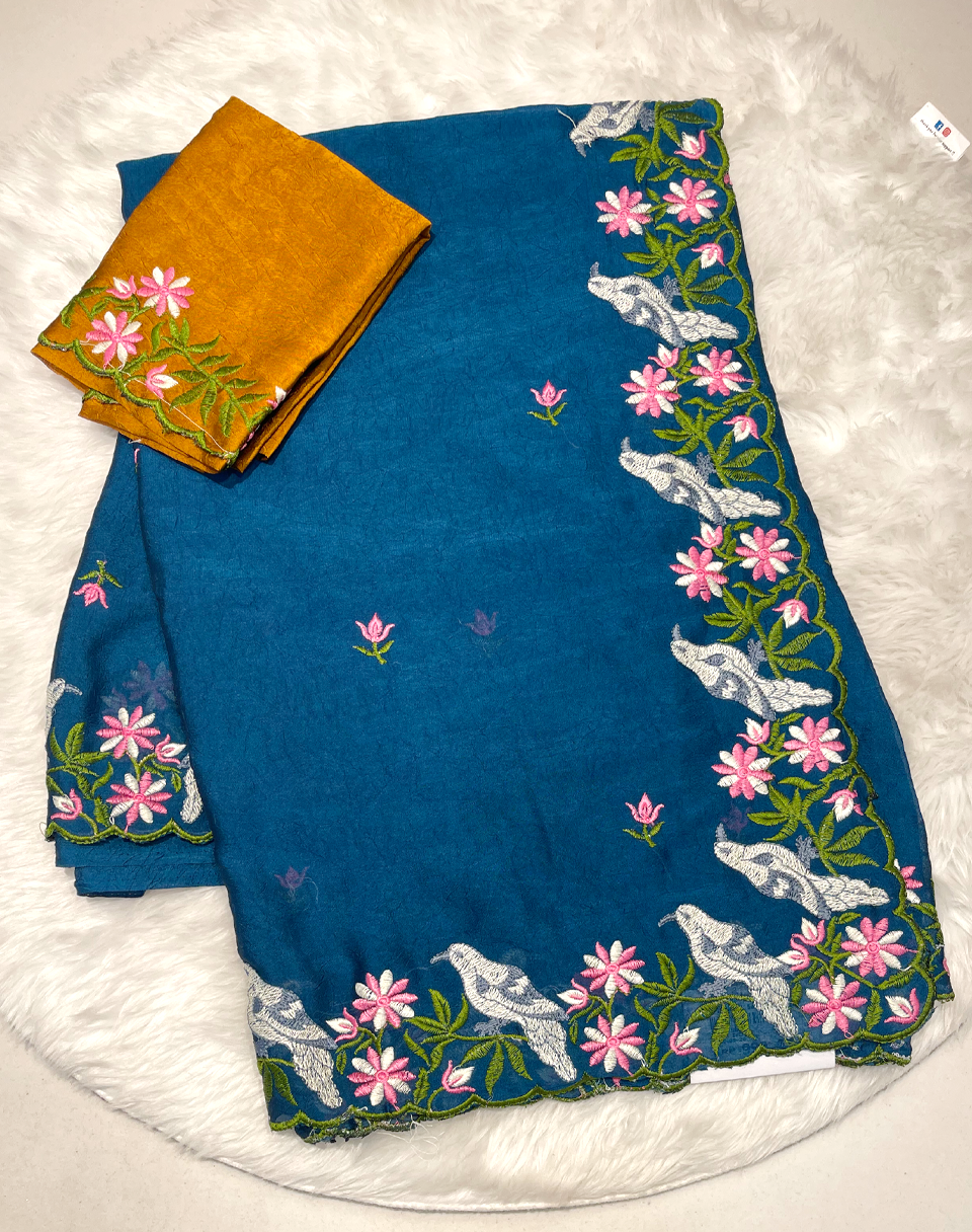 Crushing Georgette Silk Saree