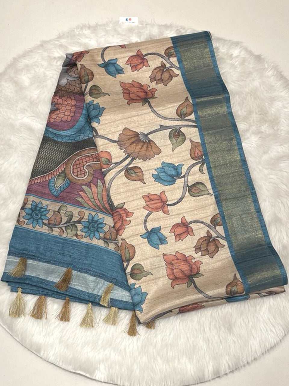 Jute Tussar Floral Saree