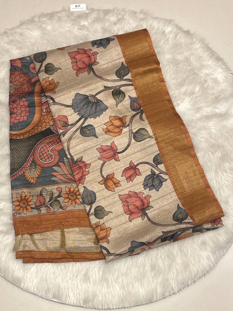 Jute Tussar Floral Saree
