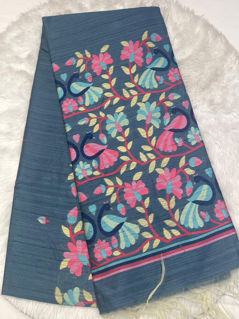 Khadi Fancy Silk Peacock Saree