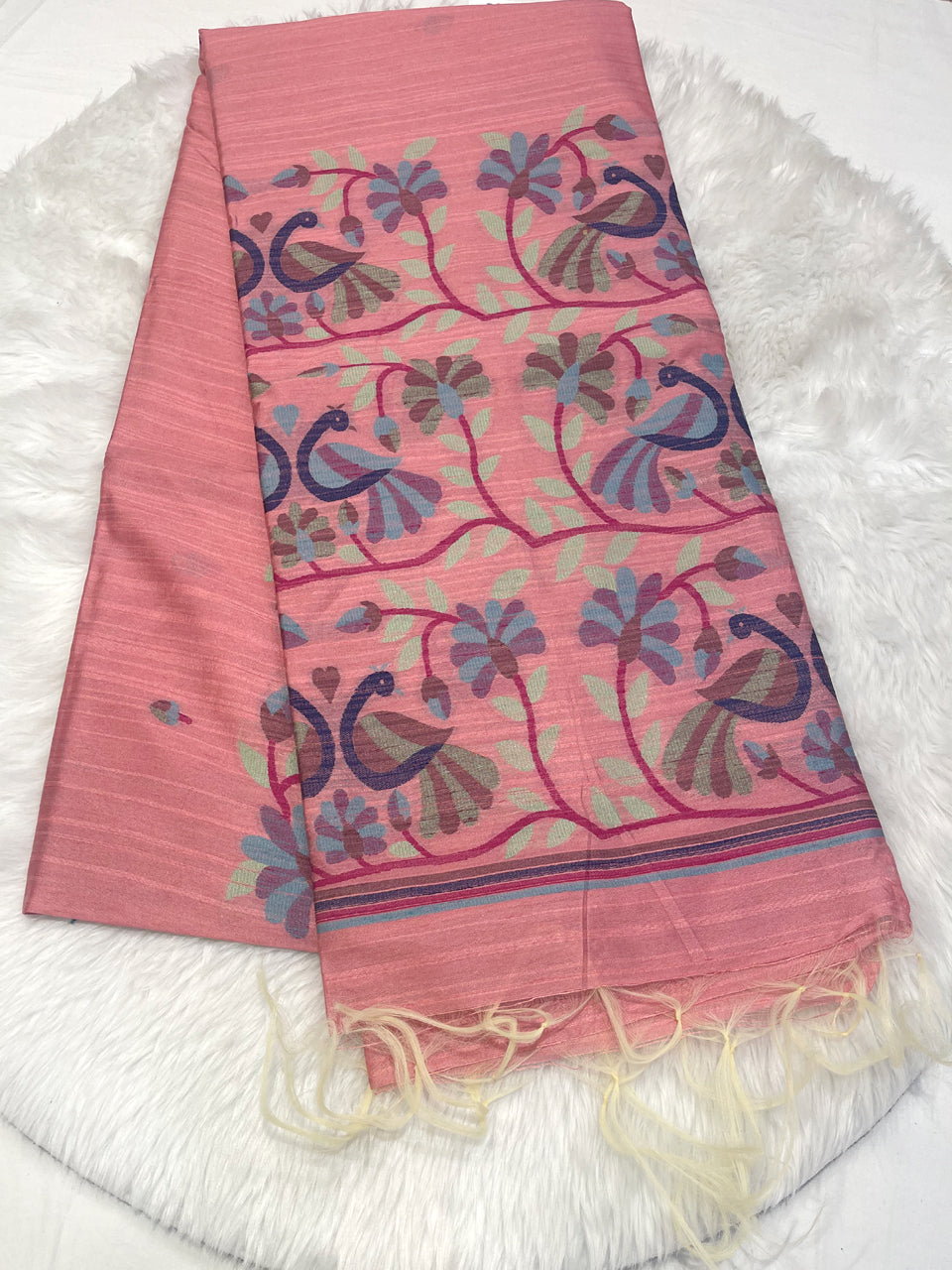 Khadi Fancy Silk Peacock Saree