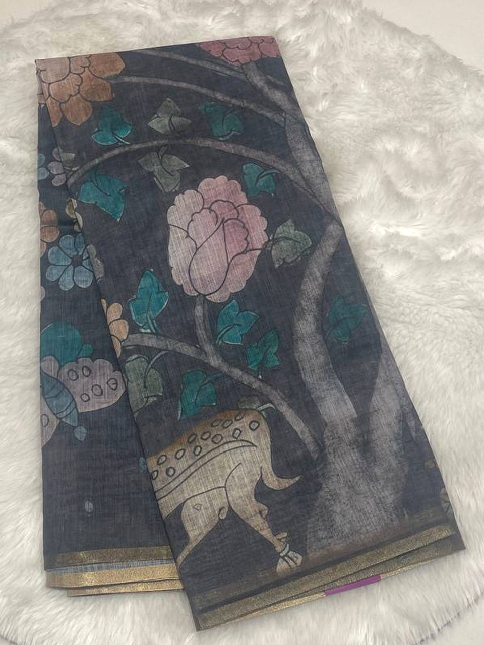 Digital Print Linen Saree