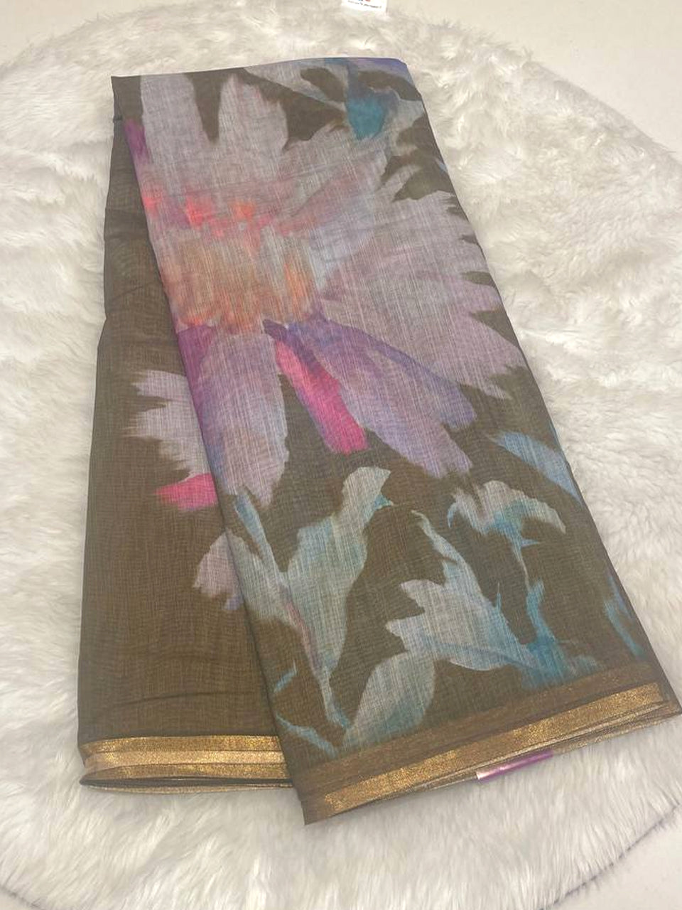 Digital Print Linen Saree