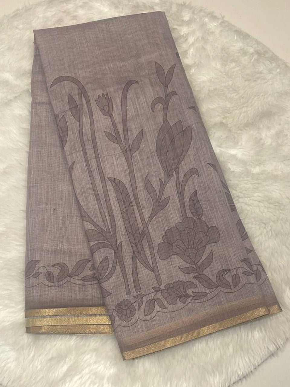 Digital Print Linen Saree