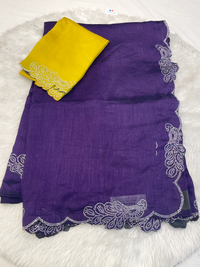 Regal Plum Malbari Georgette Saree