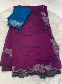 Regal Plum Malbari Georgette Saree