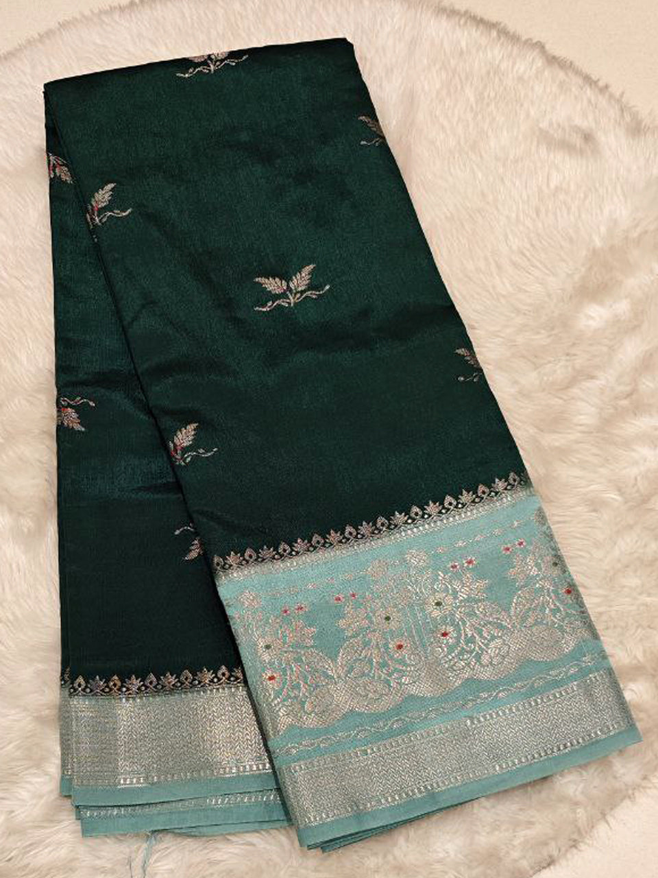 green mango semi pattu saree