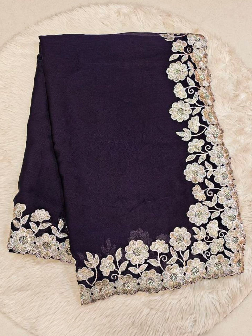 moss crepe saree