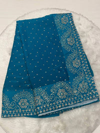 Mushroom Silk Kundan Work Saree