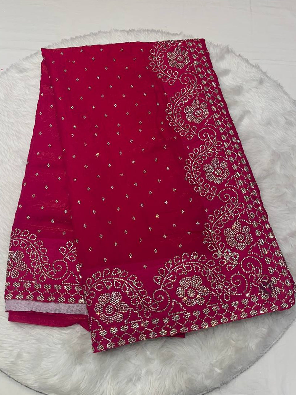 Mushroom Silk Kundan Work Saree