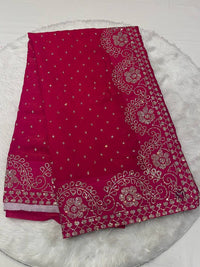Mushroom Silk Kundan Work Saree