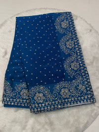Mushroom Silk Kundan Work Saree
