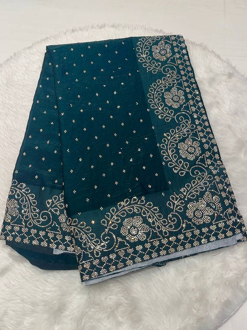 Mushroom Silk Kundan Work Saree