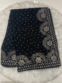 Mushroom Silk Kundan Work Saree