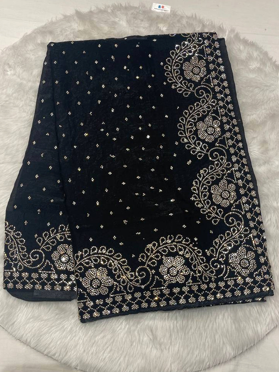 Mushroom Silk Kundan Work Saree