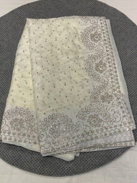 Mushroom Silk Kundan Work Saree