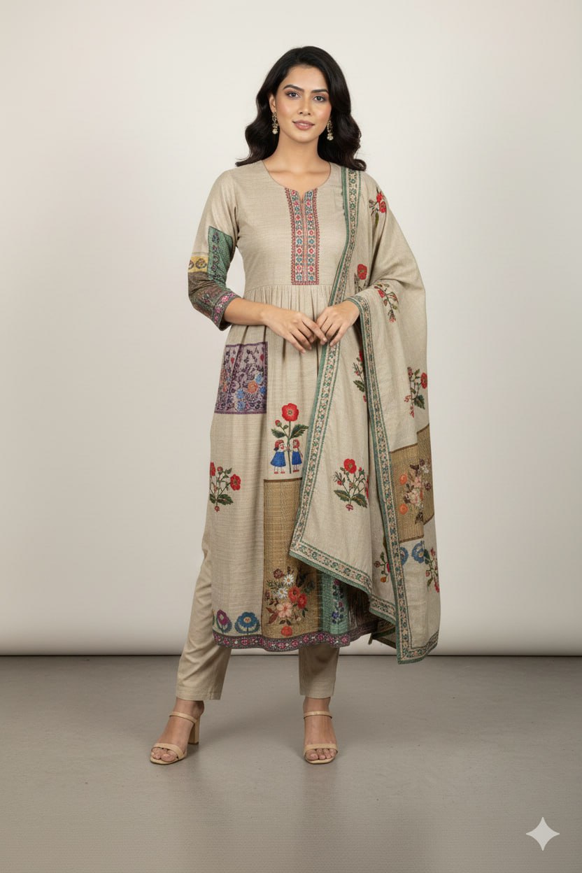 3 Pcs Bottom Dupatta Set