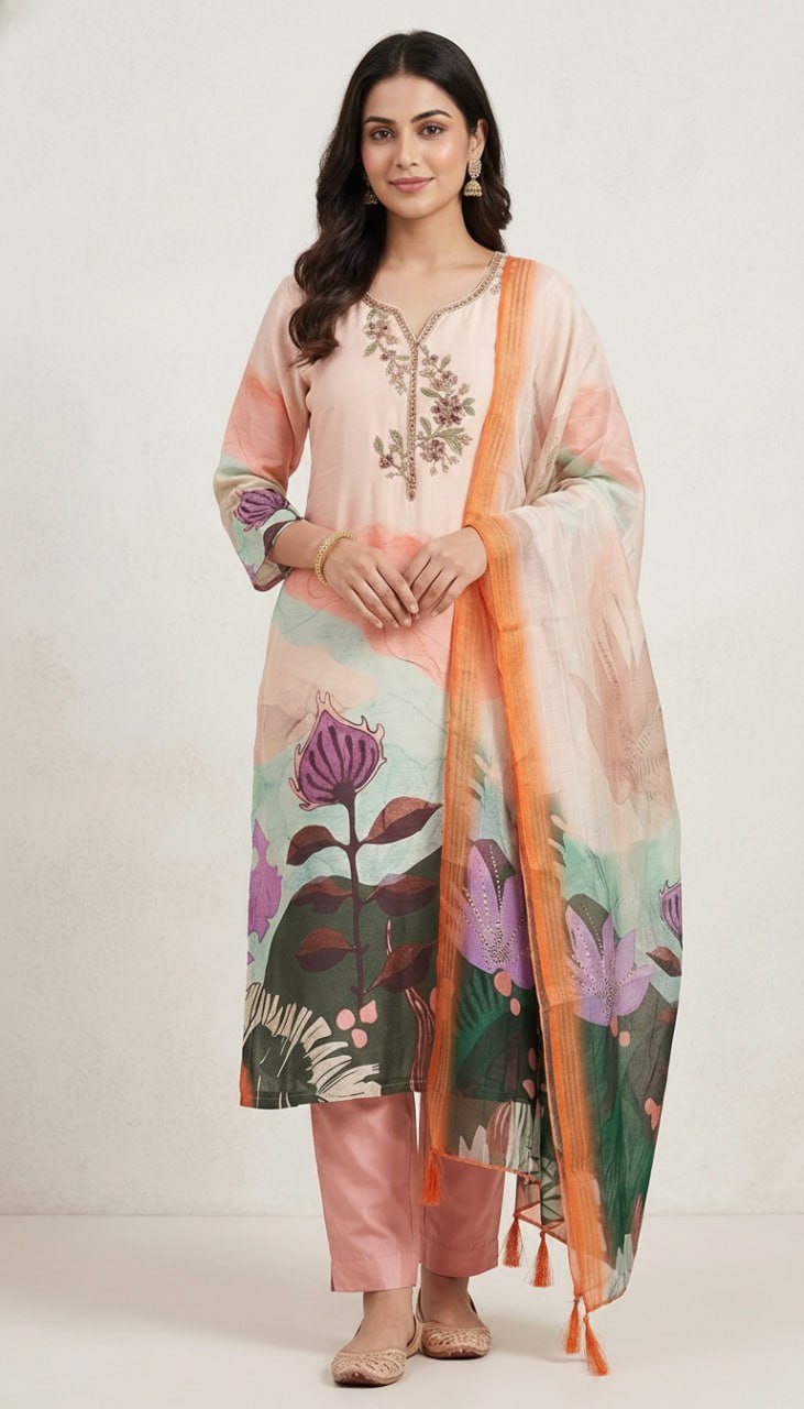 3 Pcs Bottom Dupatta Set