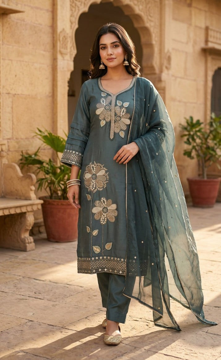 3 Pcs Bottom Dupatta Set