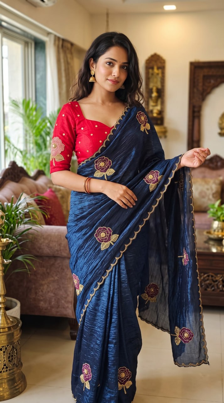 crunchy silk saree