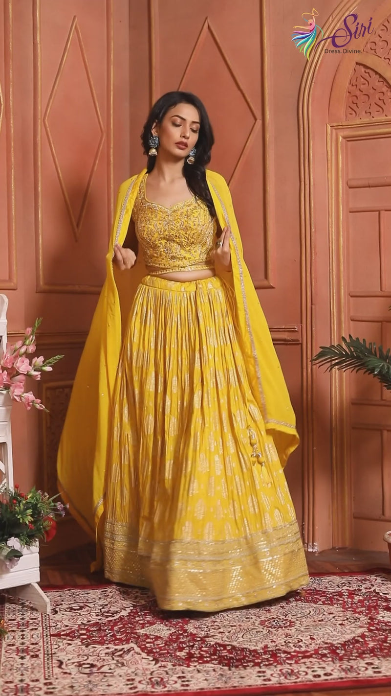 Yellow colour georgette crop top