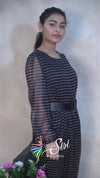 Black Colour Strips Work Westren Top