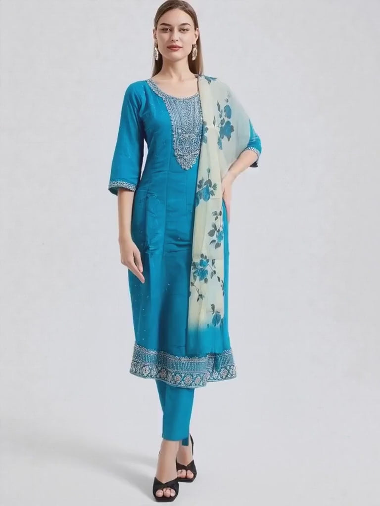 3 Pcs Bottom Dupatta Set