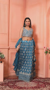 Blue colour banaras crop top