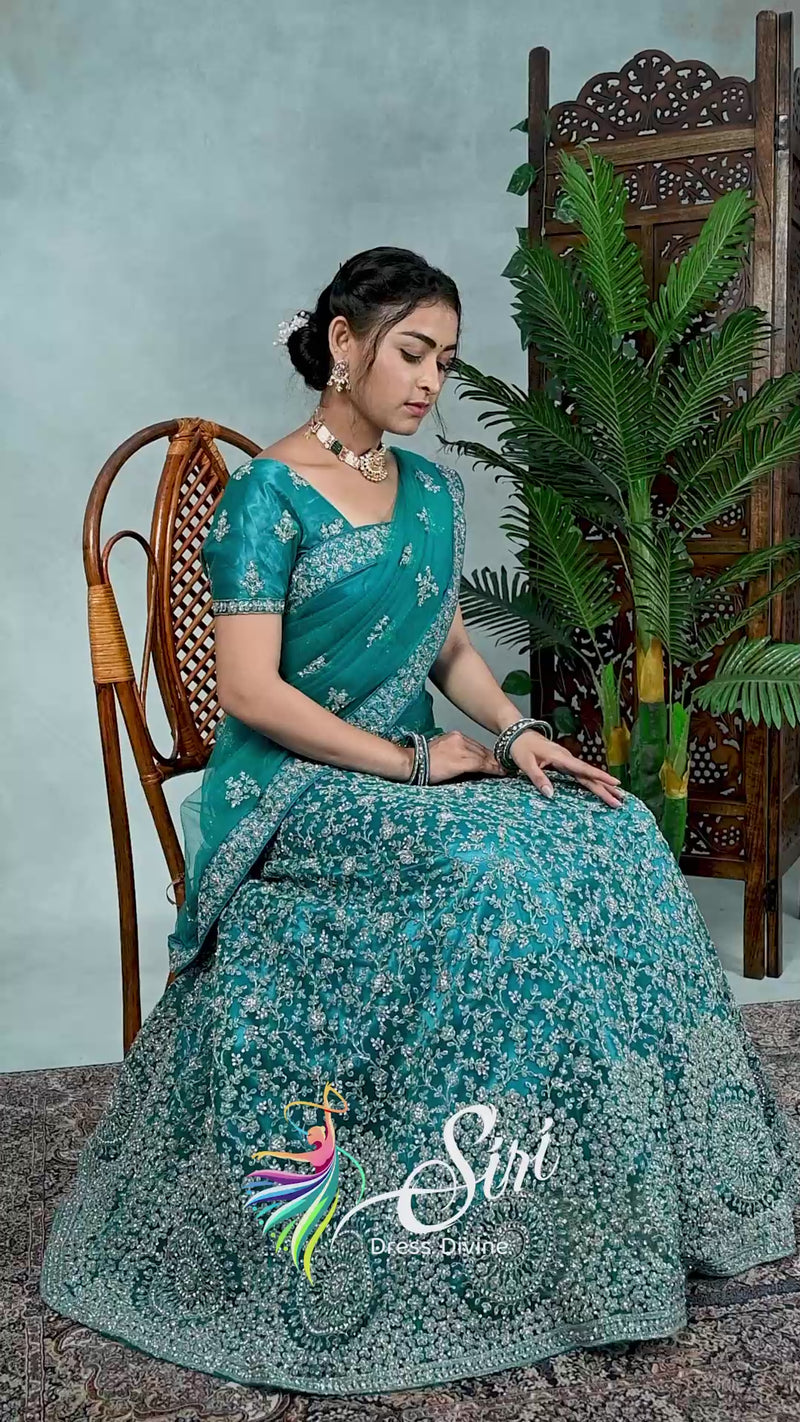 Emerald Sky | Womens western wear dresses, Half saree designs, Elegant saree